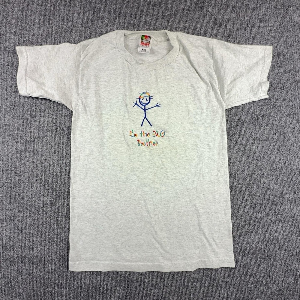Fruit Of The Loom Shirt Boys 14-16 Gray Big Brother Embroidered Graphic Tee